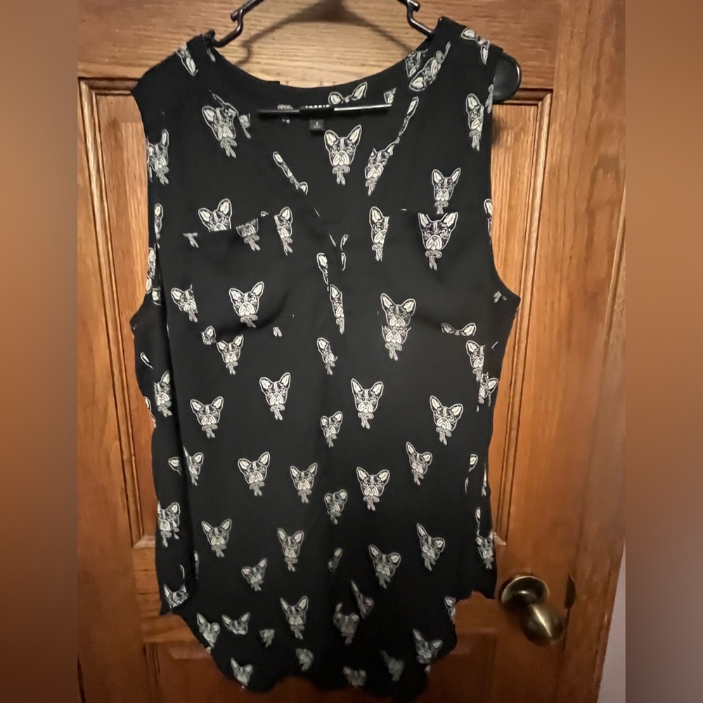 Torrid Black Harper Top with French Bulldog Print